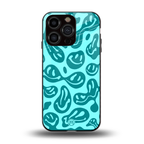 acid smiles turquoise edition back phone cover | glass case for iphone 15 pro