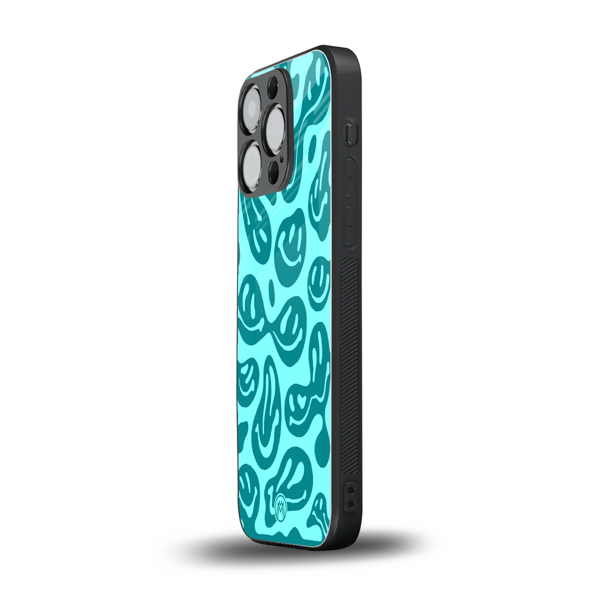 acid smiles turquoise edition back phone cover | glass case for iphone 15 pro