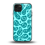 acid smiles turquoise edition back phone cover | glass case for iphone 14