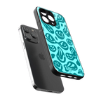 acid smiles turquoise edition back phone cover | glass case for iphone 15 pro