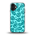 acid smiles turquoise edition back phone cover | glass case for iphone 16 plus
