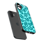 acid smiles turquoise edition back phone cover | glass case for iphone 16 plus