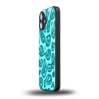 acid smiles turquoise edition back phone cover | glass case for iphone 16 plus