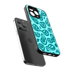 acid smiles turquoise edition back phone cover | glass case for iphone 16 pro max