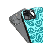 acid smiles turquoise edition back phone cover | glass case for iphone 15 pro