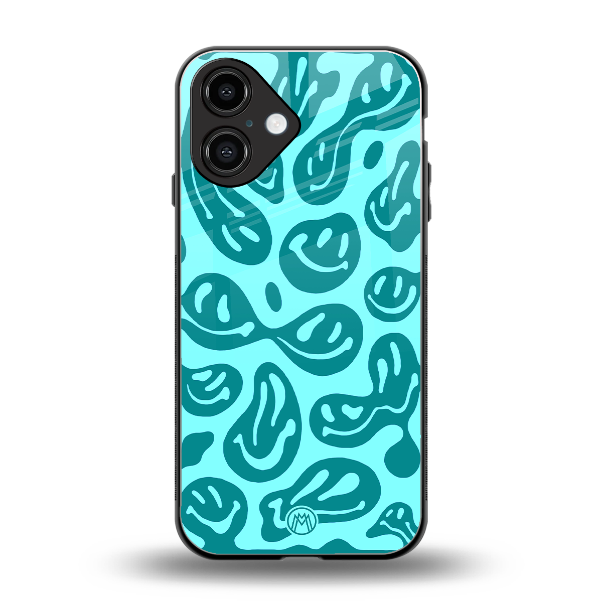 acid smiles turquoise edition back phone cover | glass case for iphone 16
