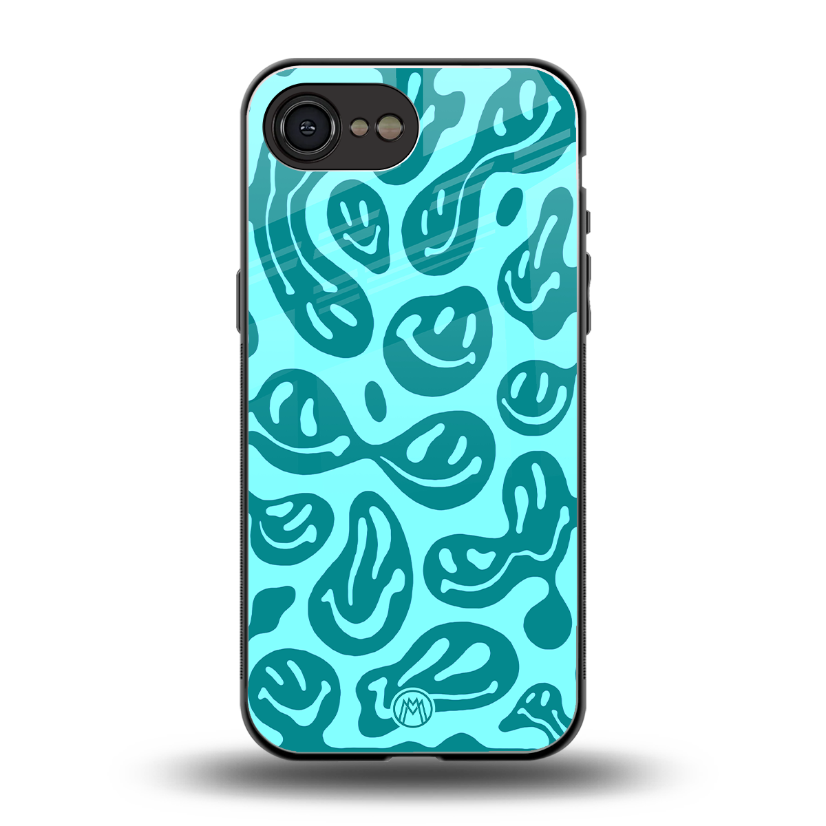 acid smiles turquoise edition back phone cover | glass case for iphone 16e