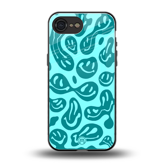 acid smiles turquoise edition back phone cover | glass case for iphone 16e
