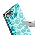 acid smiles turquoise edition back phone cover | glass case for iphone 16e