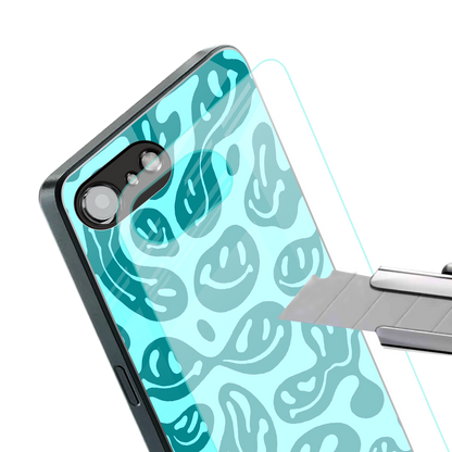 acid smiles turquoise edition back phone cover | glass case for iphone 16e