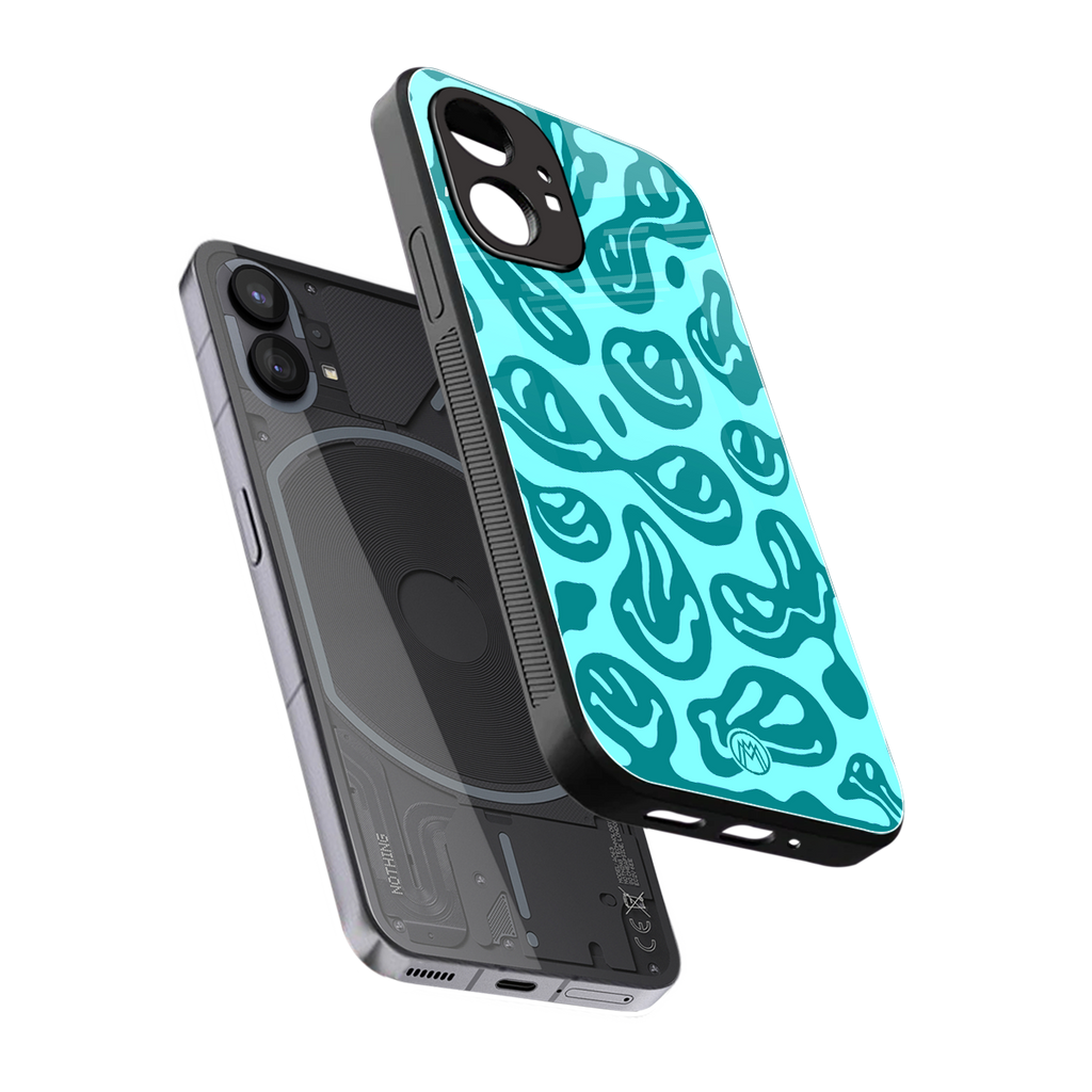 acid smiles turquoise edition back phone cover | glass case for nothing phone 1
