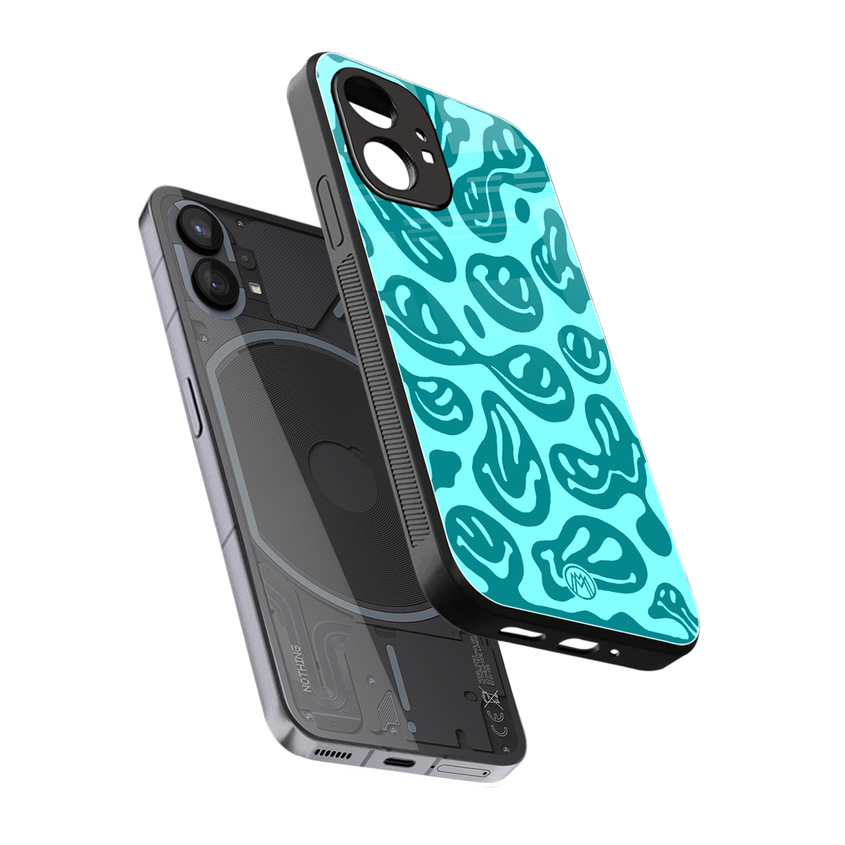 acid smiles turquoise edition back phone cover | glass case for nothing phone 1