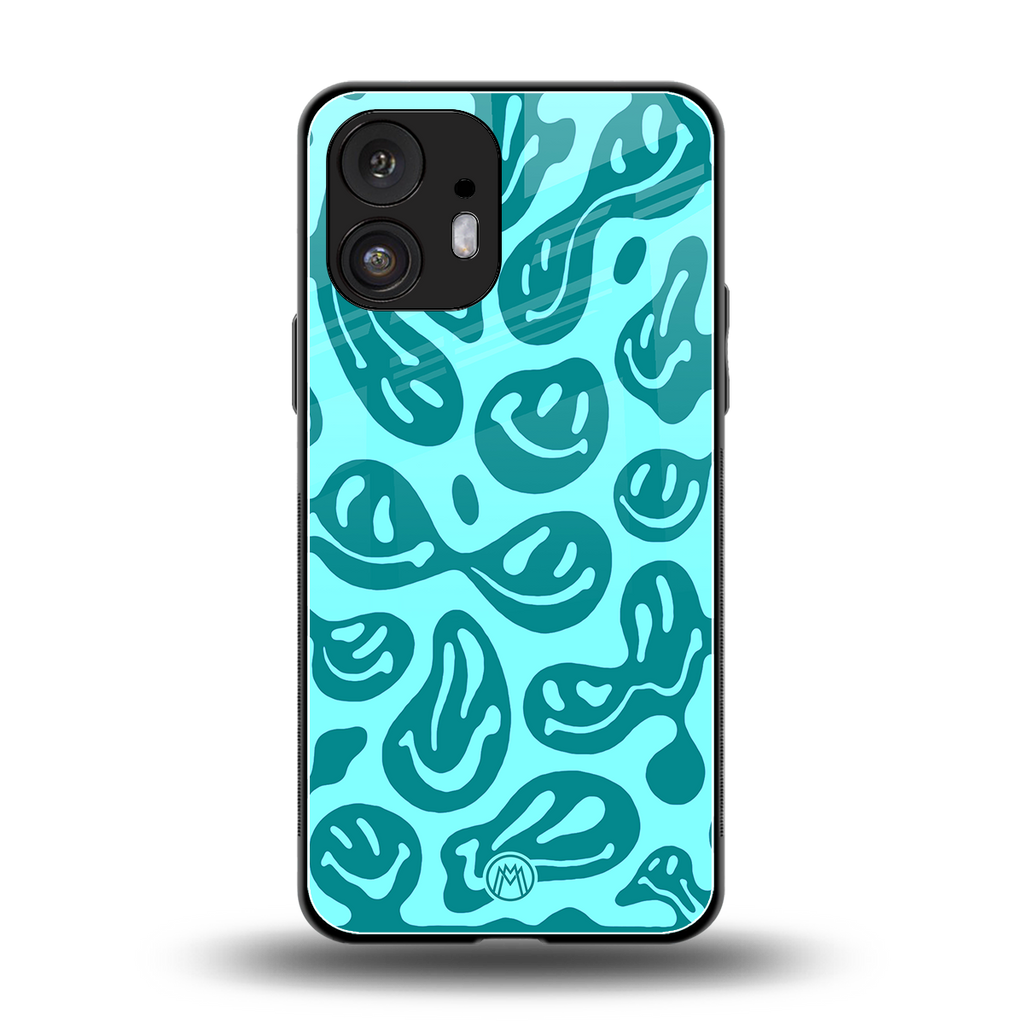 acid smiles turquoise edition back phone cover | glass case for nothing phone 2