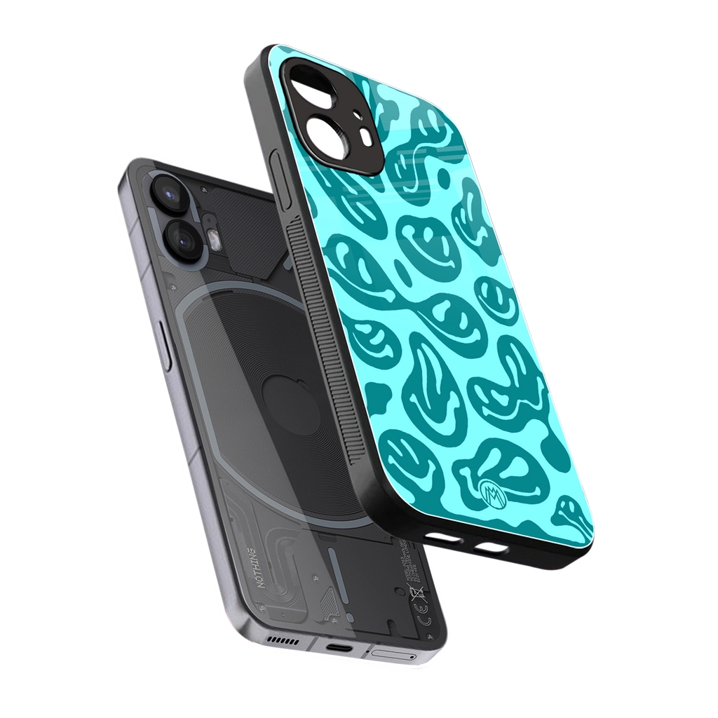 acid smiles turquoise edition back phone cover | glass case for nothing phone 2