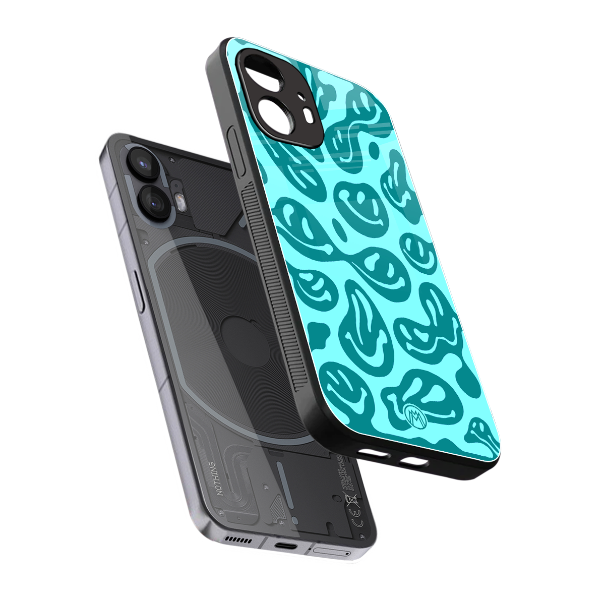 acid smiles turquoise edition back phone cover | glass case for nothing phone 2