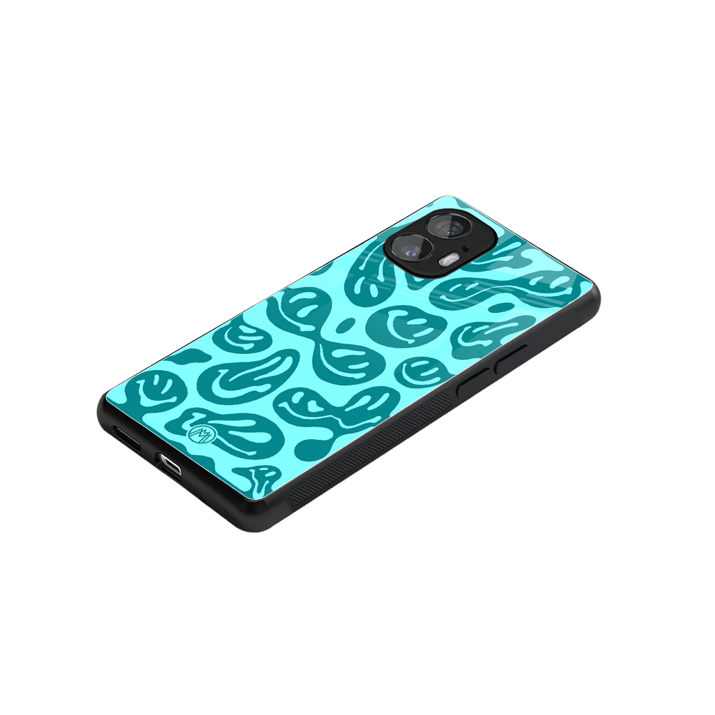 acid smiles turquoise edition back phone cover | glass case for nothing phone 2