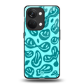 acid smiles turquoise edition back phone cover | glass case for oneplus nord 3