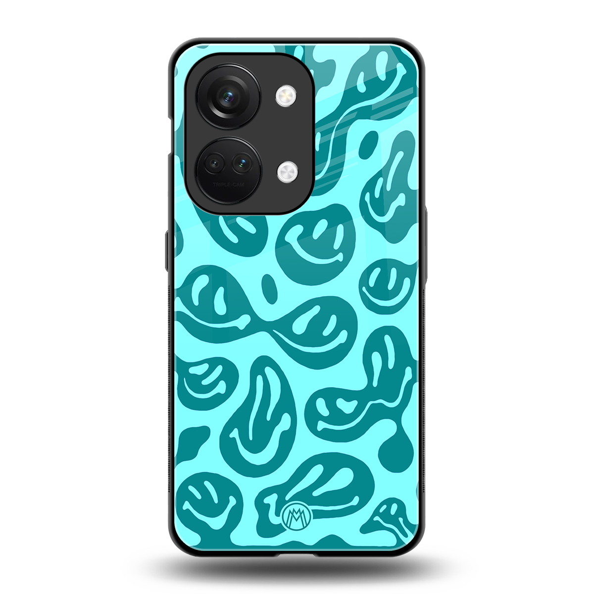 acid smiles turquoise edition back phone cover | glass case for oneplus nord 3