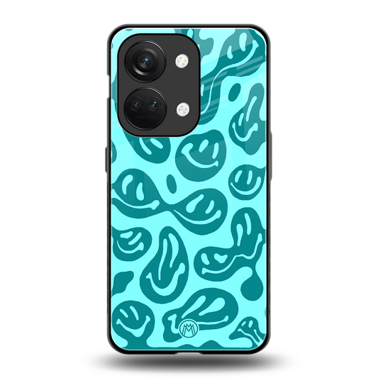 acid smiles turquoise edition back phone cover | glass case for oneplus nord 3