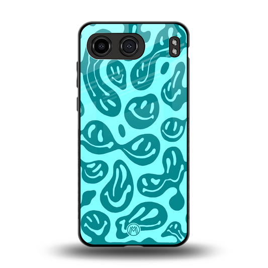 acid smiles turquoise edition back phone cover | glass case for oneplus nord 4