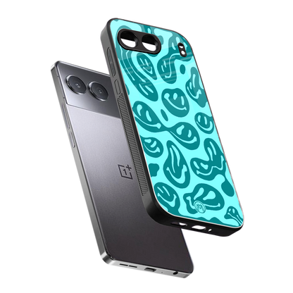 acid smiles turquoise edition back phone cover | glass case for oneplus nord 4