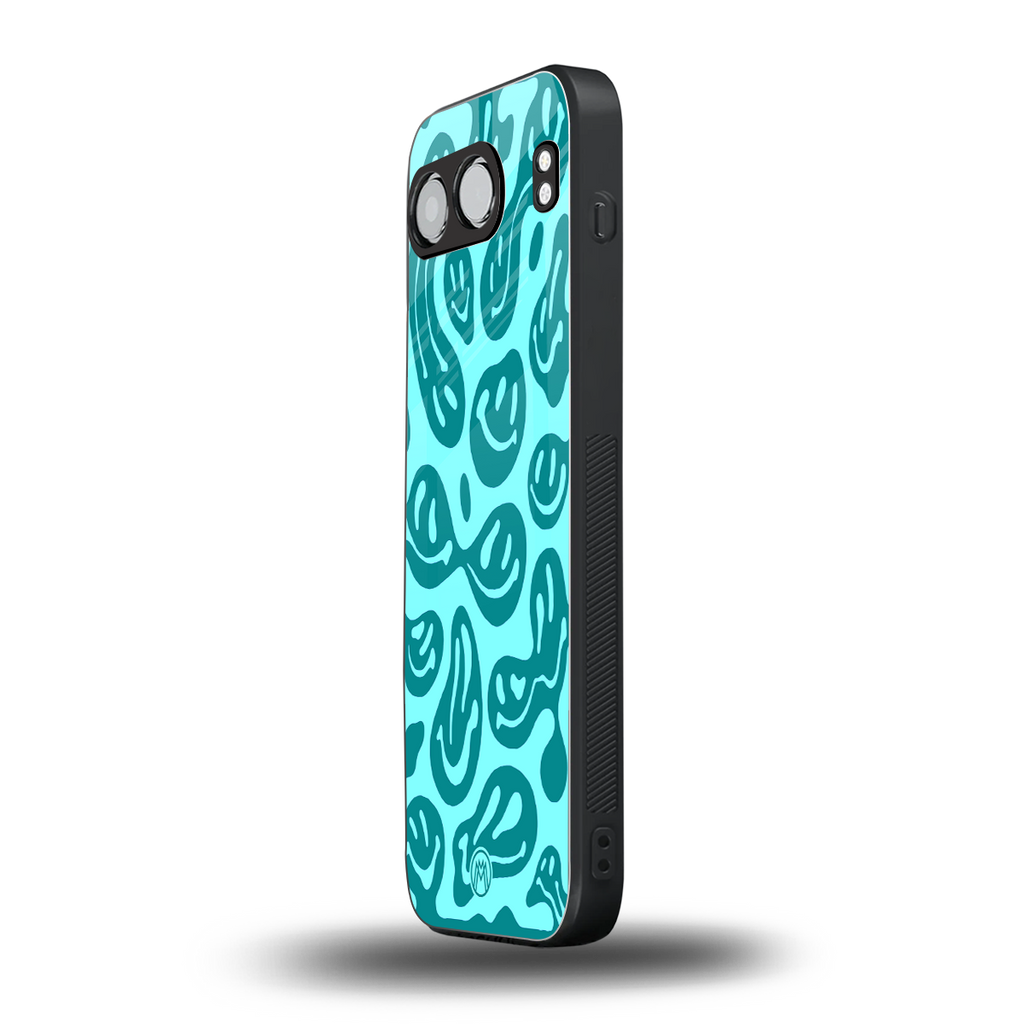 acid smiles turquoise edition back phone cover | glass case for oneplus nord 4