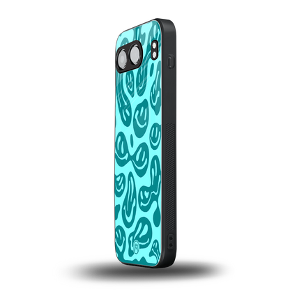 acid smiles turquoise edition back phone cover | glass case for oneplus nord 4