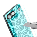 acid smiles turquoise edition back phone cover | glass case for oneplus nord 4
