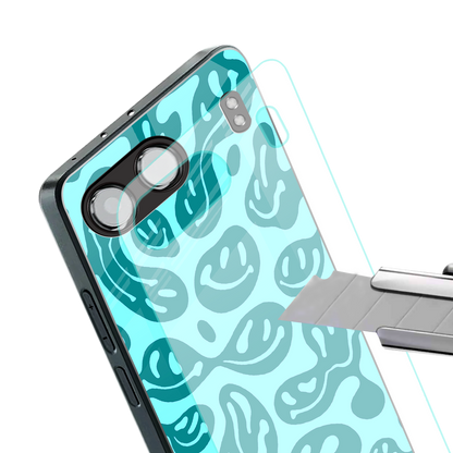 acid smiles turquoise edition back phone cover | glass case for oneplus nord 4
