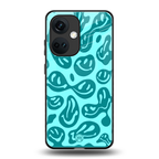 acid smiles turquoise edition back phone cover | glass case for oneplus nord ce 3