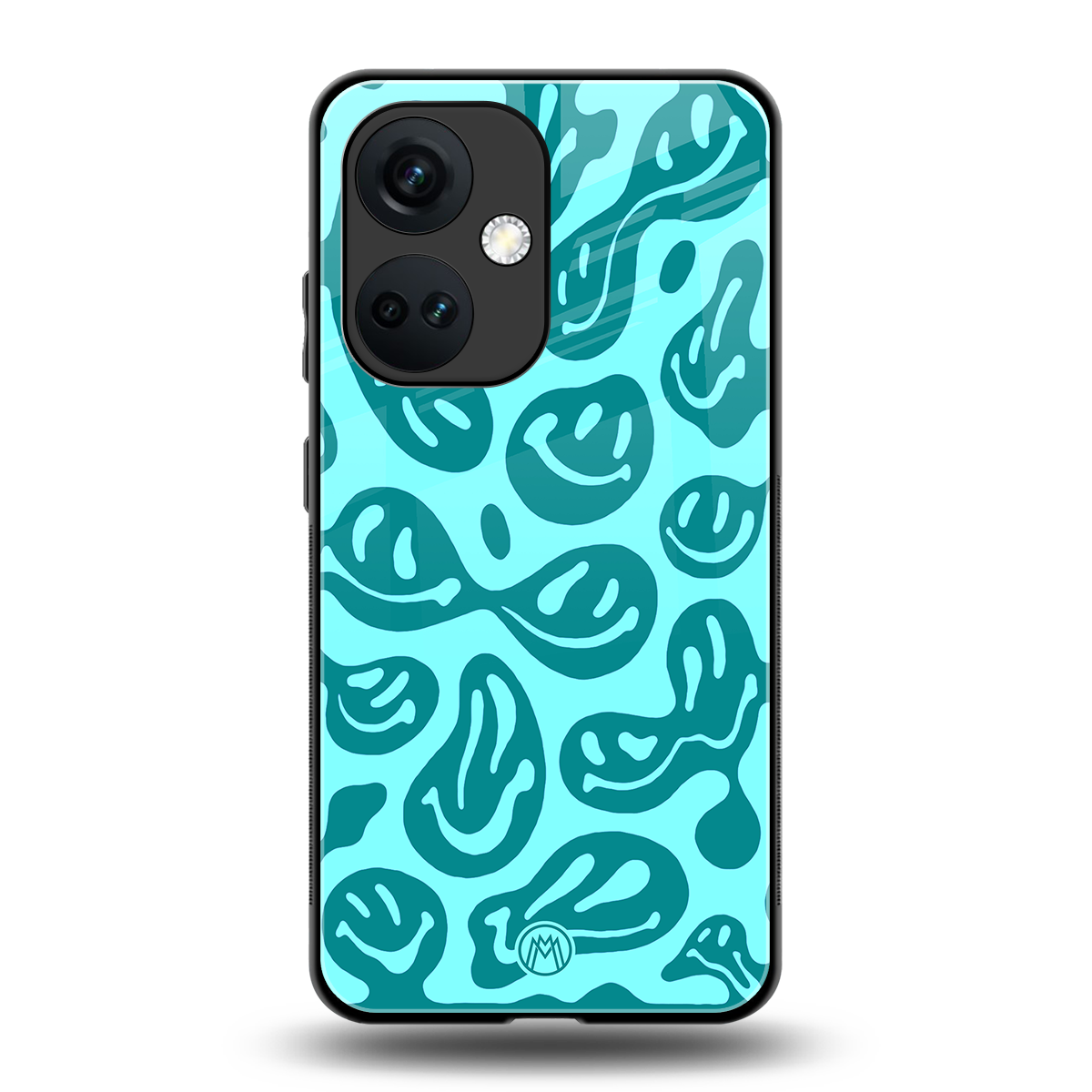 acid smiles turquoise edition back phone cover | glass case for oneplus nord ce 3