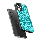 acid smiles turquoise edition back phone cover | glass case for oneplus nord ce 3