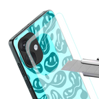 acid smiles turquoise edition back phone cover | glass case for oneplus nord ce 3