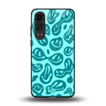 acid smiles turquoise edition back phone cover | glass case for oneplus nord ce 4 lite