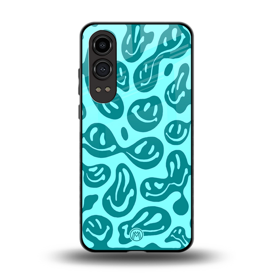 acid smiles turquoise edition back phone cover | glass case for oneplus nord ce 4 lite
