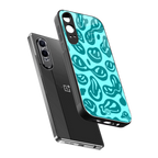 acid smiles turquoise edition back phone cover | glass case for oneplus nord ce 4 lite