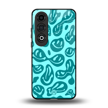 acid smiles turquoise edition back phone cover | glass case for oneplus nord ce 4