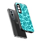 acid smiles turquoise edition back phone cover | glass case for oneplus nord ce 4