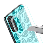 acid smiles turquoise edition back phone cover | glass case for oneplus nord ce 4