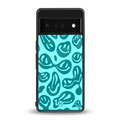 acid smiles turquoise edition back phone cover | glass case for google pixel 6 pro