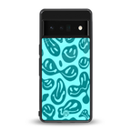 acid smiles turquoise edition back phone cover | glass case for google pixel 6 pro