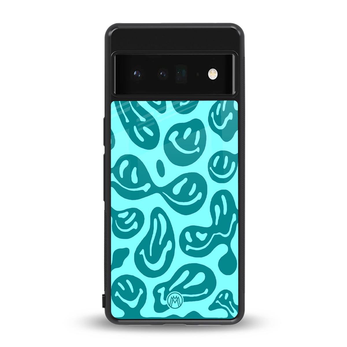 acid smiles turquoise edition back phone cover | glass case for google pixel 6 pro