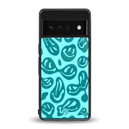 acid smiles turquoise edition back phone cover | glass case for google pixel 6 pro