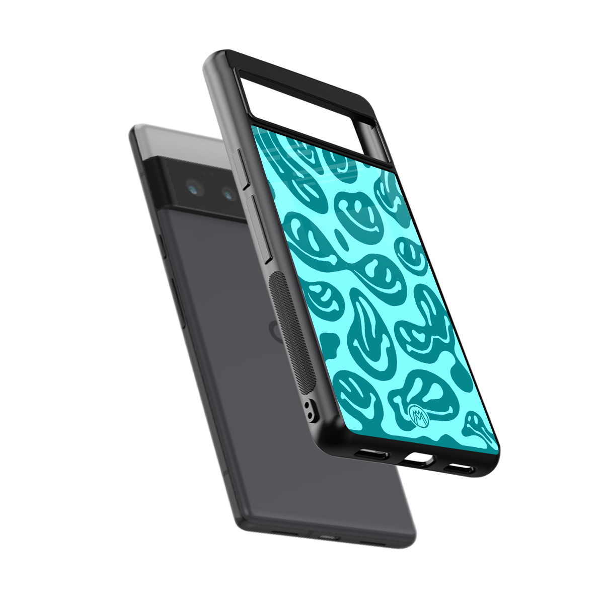 acid smiles turquoise edition back phone cover | glass case for google pixel 6 pro