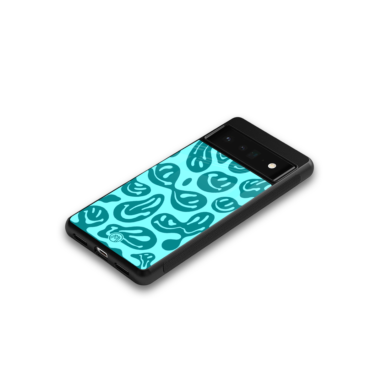 acid smiles turquoise edition back phone cover | glass case for google pixel 6 pro