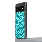 acid smiles turquoise edition back phone cover | glass case for google pixel 6 pro
