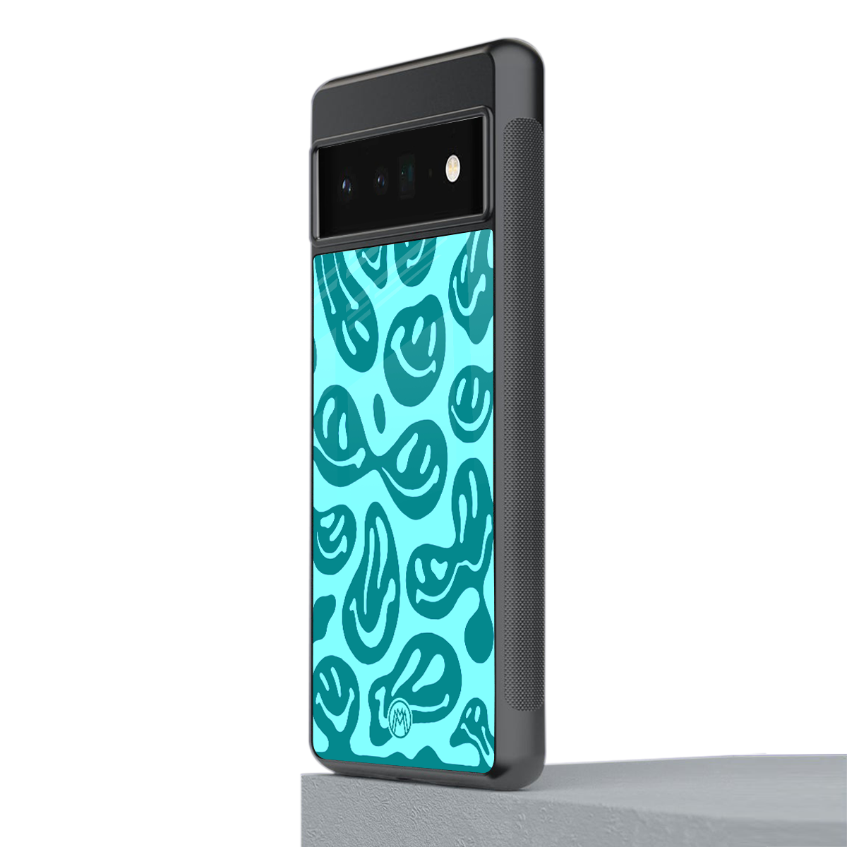 acid smiles turquoise edition back phone cover | glass case for google pixel 6 pro