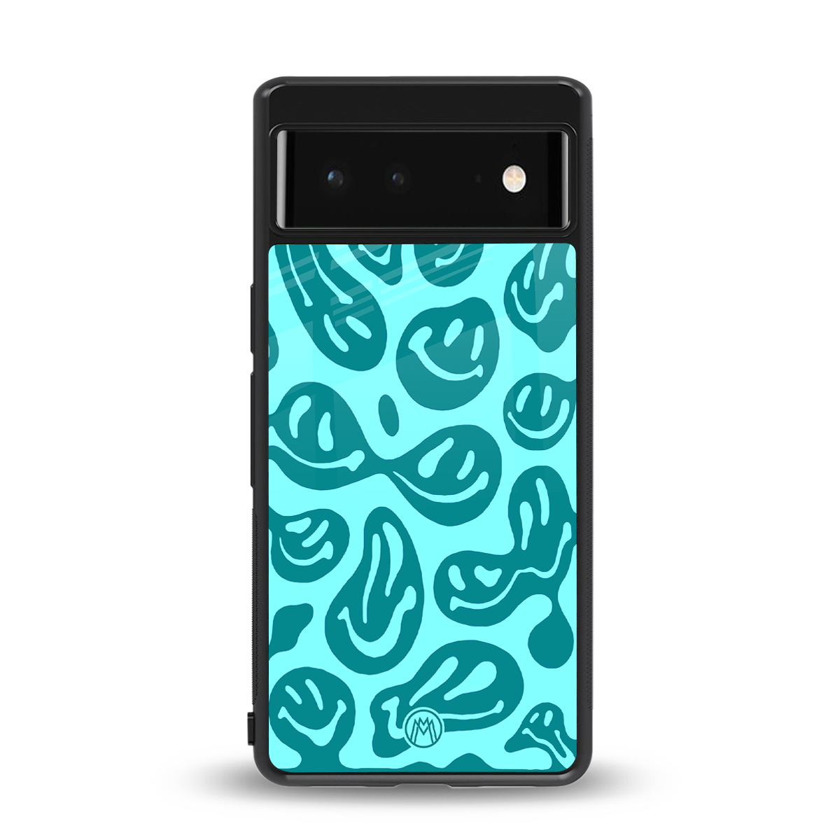 acid smiles turquoise edition back phone cover | glass case for google pixel 6