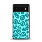 acid smiles turquoise edition back phone cover | glass case for Google Pixel 6A