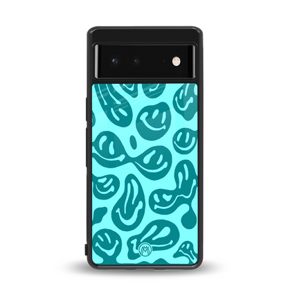 acid smiles turquoise edition back phone cover | glass case for Google Pixel 6A